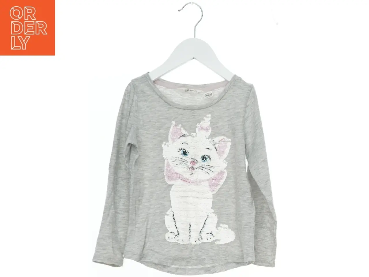 Billede 1 - Grå bluse med katmotiv fra H&M (str. 110)