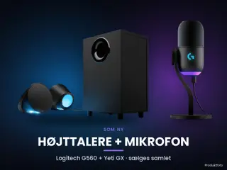 Logitech G560 RGB højttalere + Yeti GX mikrofon