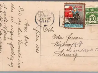 Julemærke 1928 på Postkort