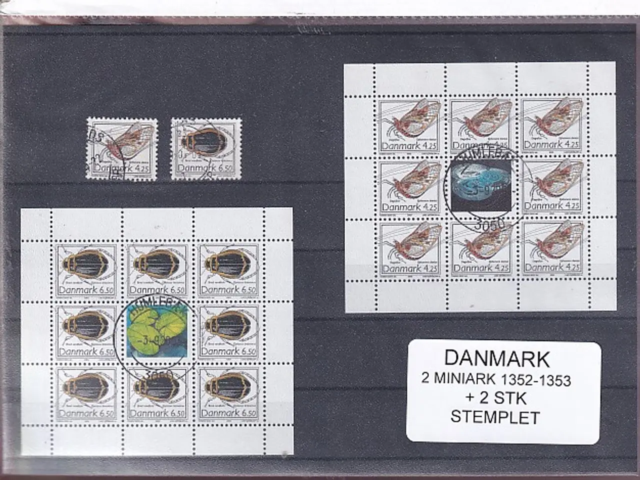Billede 1 - Danmark - Småark 1352 - 1352 + enkeltmærker - Stemplet
