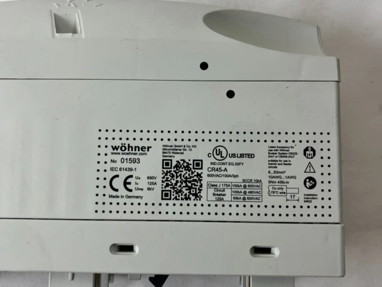 Billede 4 - Wöhner CR45-A 125A samleskinneadapter IEC 61439-1