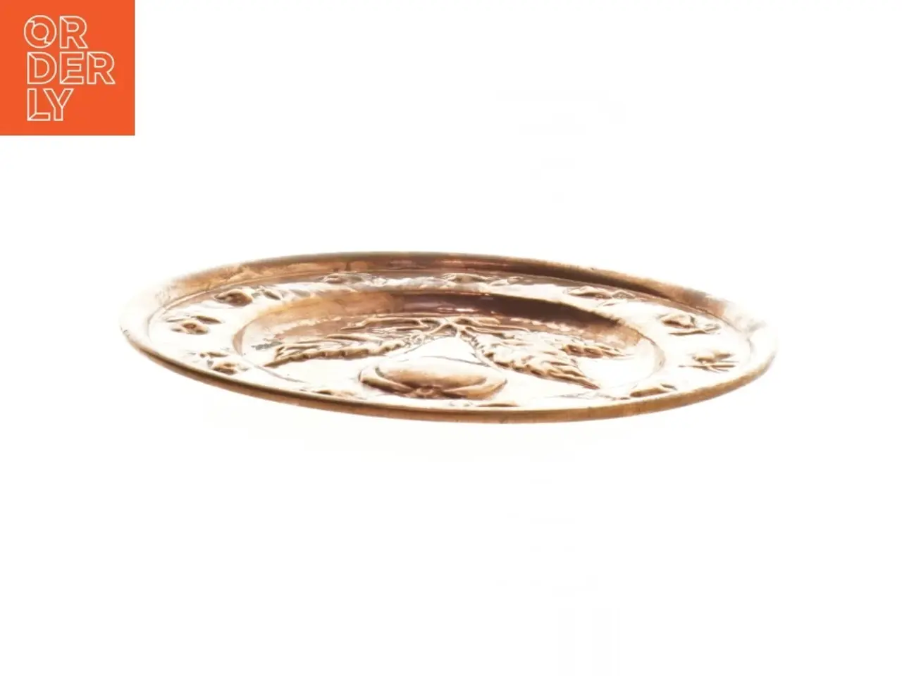 Billede 2 - Kobber platte med pære motiv (str. Ø 24x1 cm)
