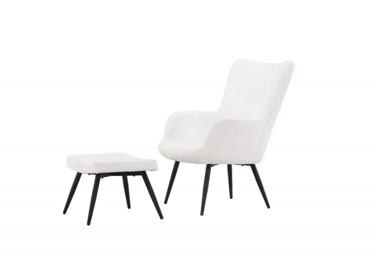 Billede 6 - Como Elegant Como Lænestol med Fodskammel - Hvid Boucle
