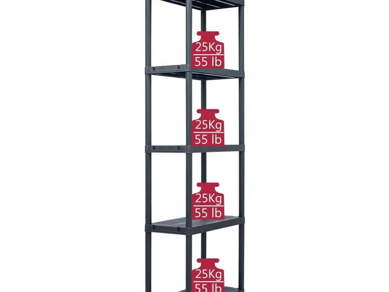 Billede 7 - Opbevaringsreol i plastik 60 x 30 x 180 cm - sort