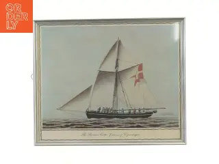 Indrammet billede af skib (str. 36x30 cm)