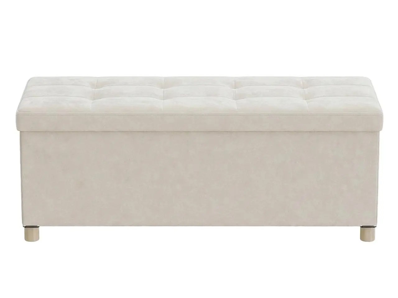 Billede 1 - Foldbar opbevaringsbænk i fløjl - cappuccino beige, 112 l