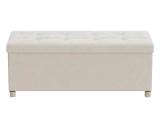 Opbevaringsbænk med fløjlslook 112 l - fodskammel i cappuccino beige 110 cm