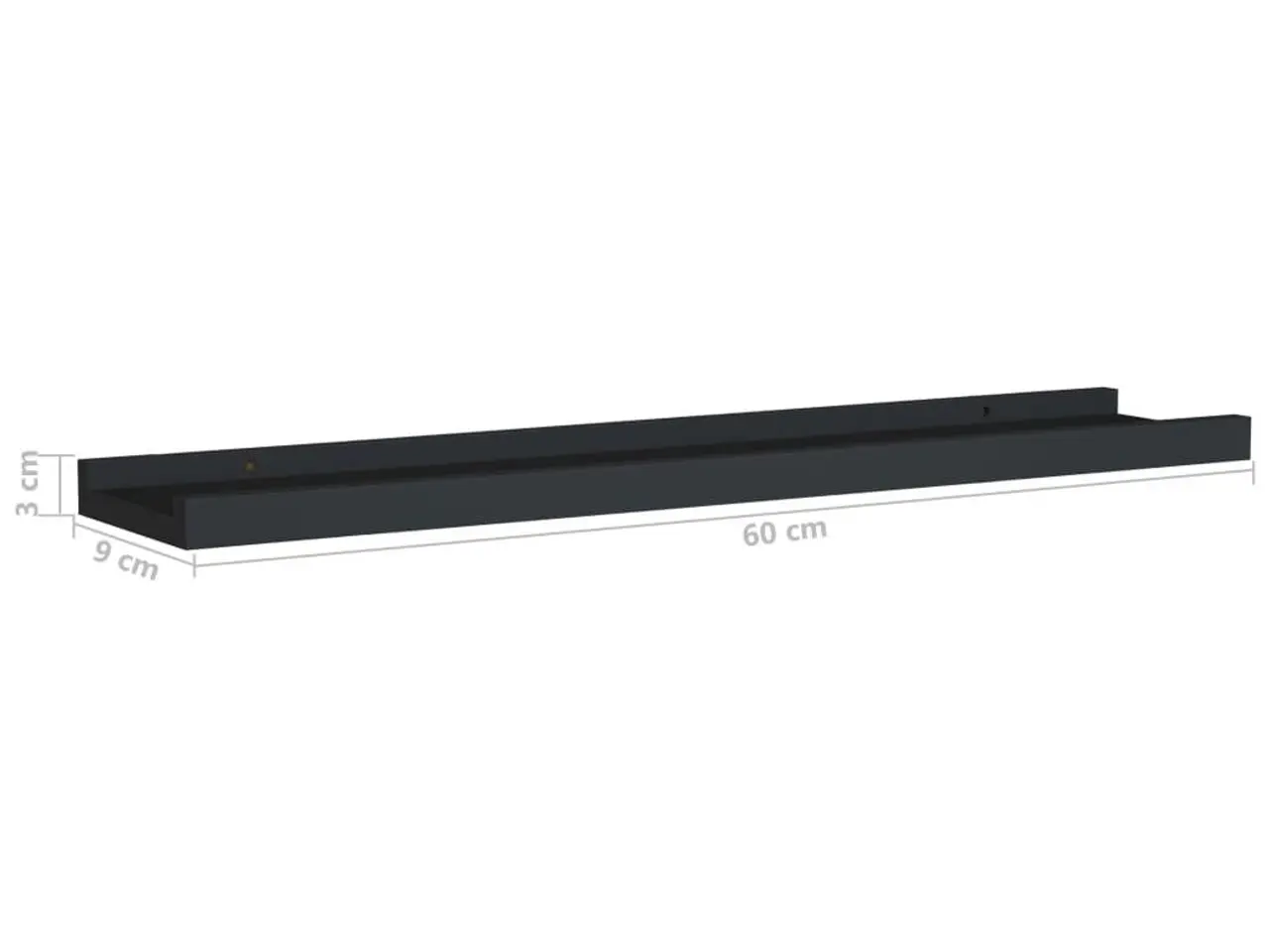 Billede 8 - Gallerihylder 2 stk. - 60 × 9 × 3 cm, MDF, sort