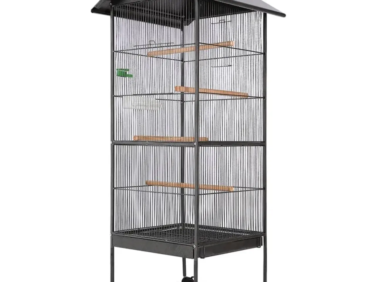 Billede 1 - Fuglebur med tag - sort stål, 66 × 66 × 155 cm