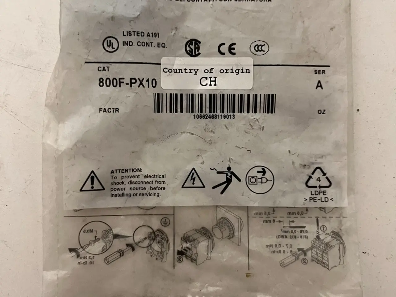 Billede 4 - Allen-Bradley 800F-PX10 Contact Cartridge w/ , A,