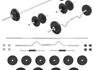 Vægtstangssæt med håndvægte 30 kg - sæt med lige stang, super curl og håndvægte