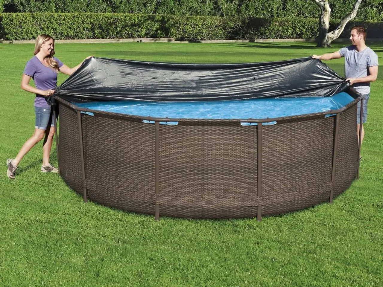 Billede 1 - Bestway Flowclear poolovertræk 366 cm - antracitgrå