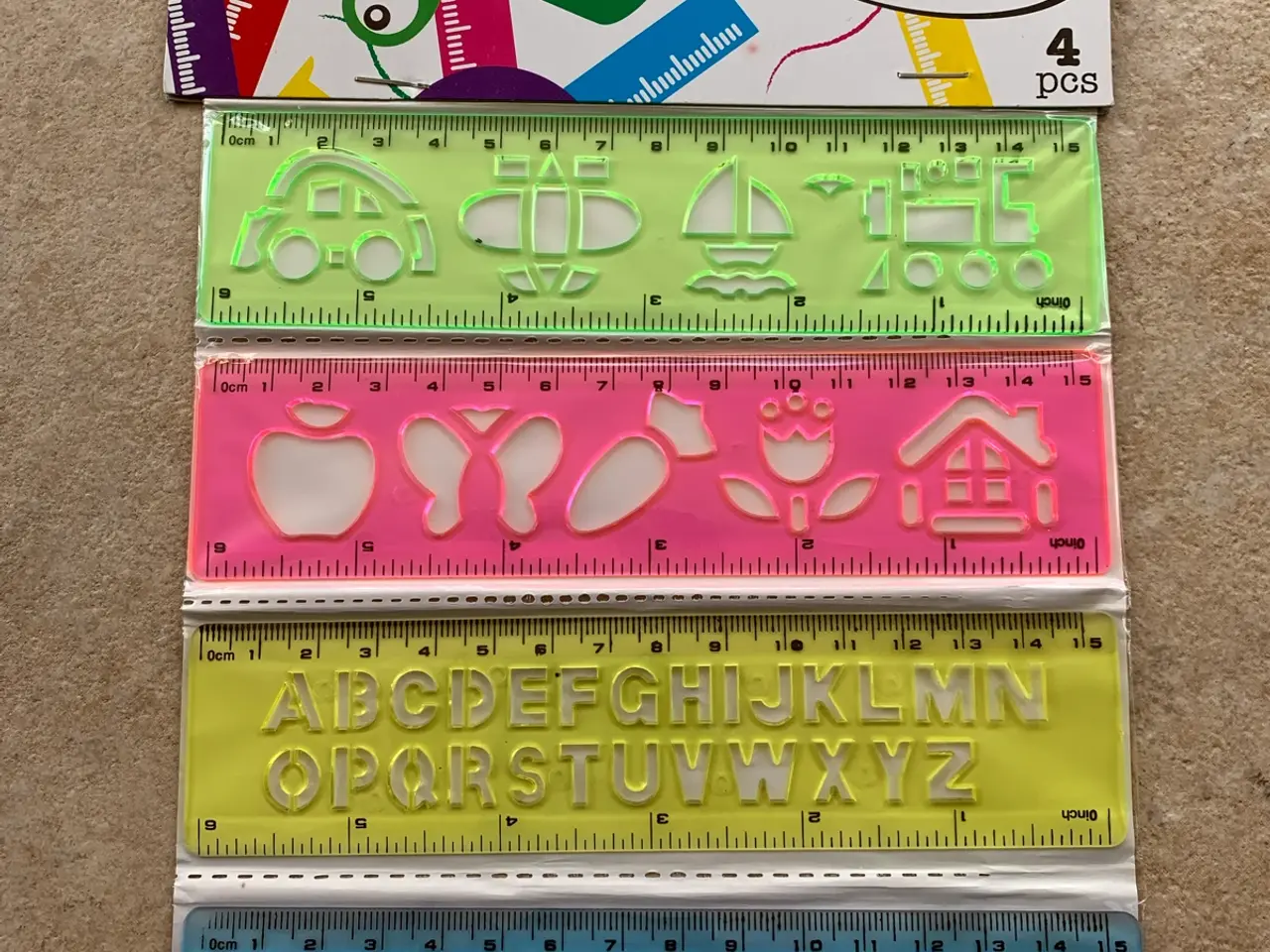 Billede 1 - Linealsæt i plastic 4 stk.