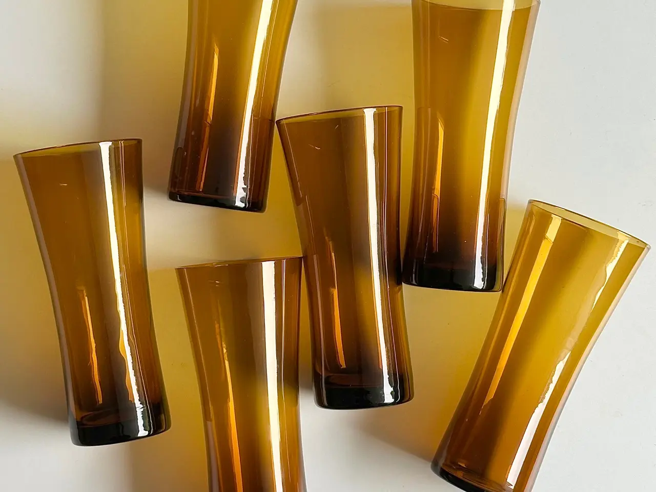 Billede 2 - Ravfarvede drikkeglas, 6 stk samlet