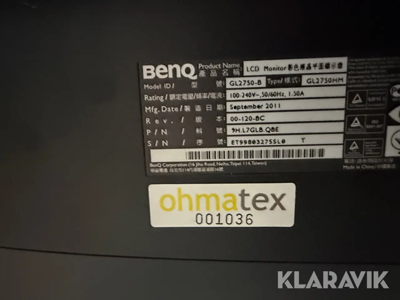 Billede 7 - Skærm på rullestativ BenQ GL2750-B 27"