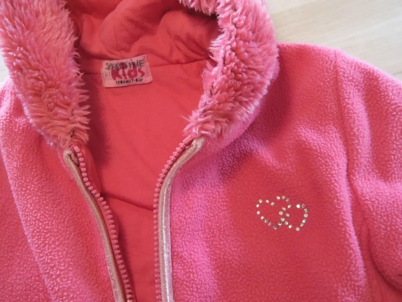 Billede 3 - Pink Fleece trøje jakke pige str. 128