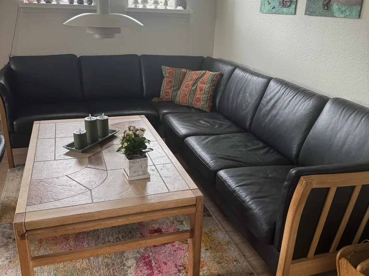 Billede 1 - Læderhjørne sofa
