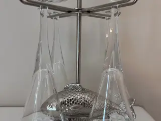Smuk Ålborg akvavit snapseglas holder 