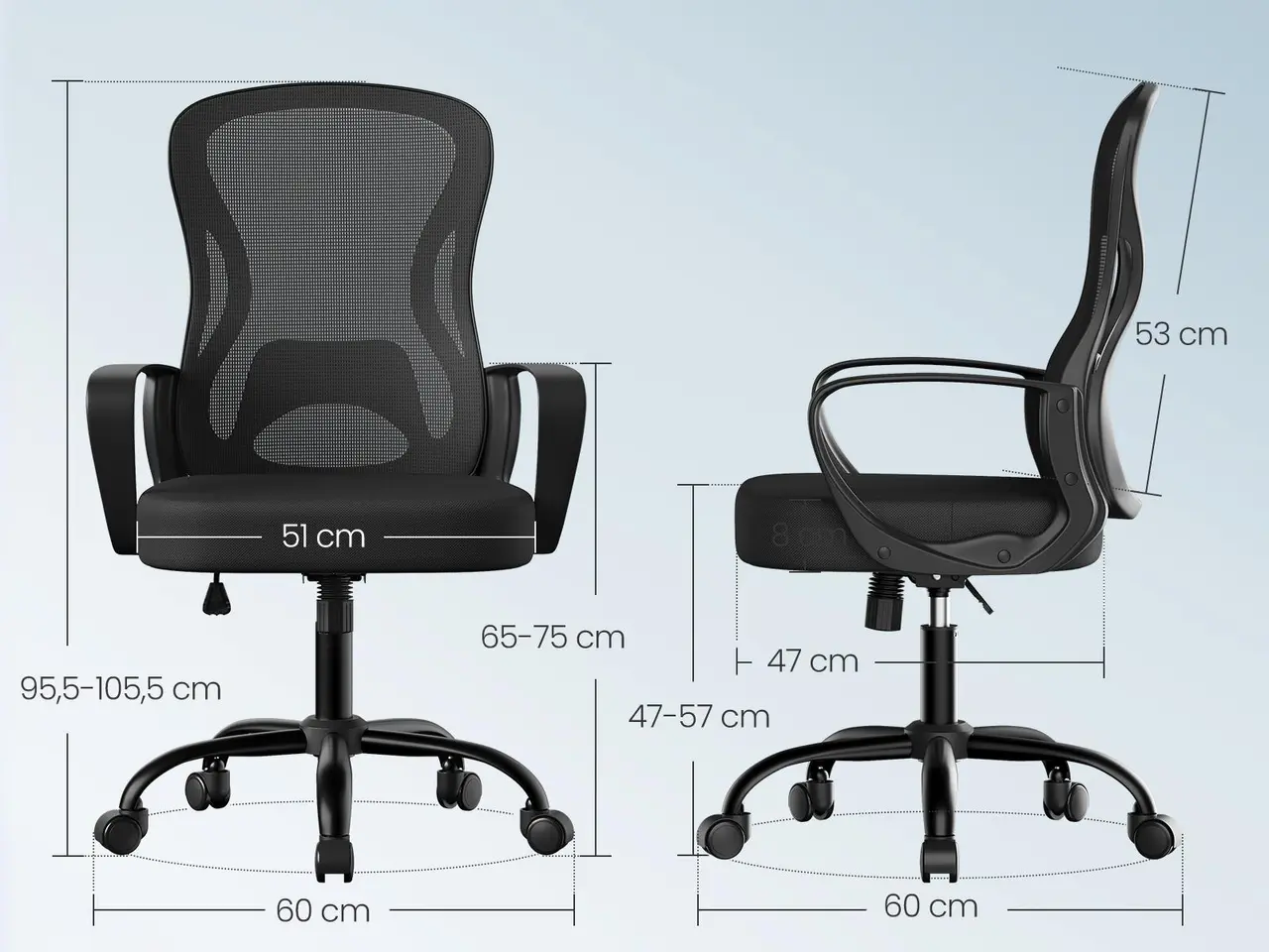 Billede 3 - Ergonomisk kontorstol i mesh OBN043BH02 - Ink Black