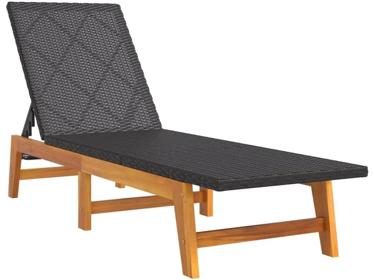 Billede 3 - Liggestole 2 stk. i polyrattan og massivt akacietræ - sort/brun