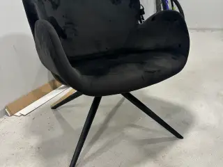 Sort velour læne stol med dreje funktion