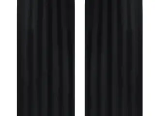 Gardiner i mikro-satin med løkker 2 stk. 140 x 225 cm sort
