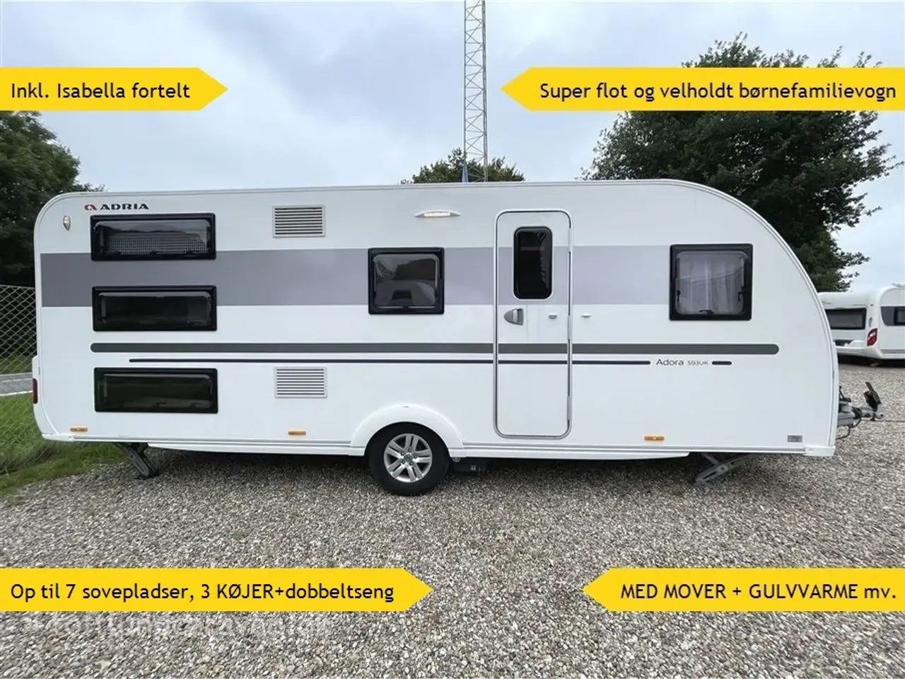Billede 1 - 2020 - Adria Adora 593 UK   TILBUD !! Fantastisk flot FAMILIEVOGN m/MOVER + ISABELLA fortelt, 7 sovepladser