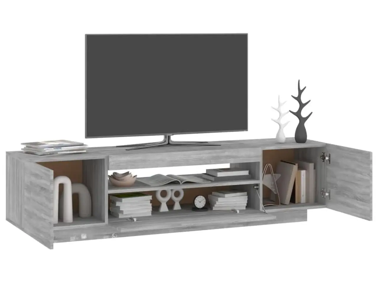 Billede 6 - TV-bord med LED-lys 160 x 35 x 40 cm - grå sonoma-eg
