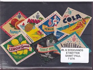 Øl og Sodavands Etiketter - Sankt Paul - 7 Stk.
