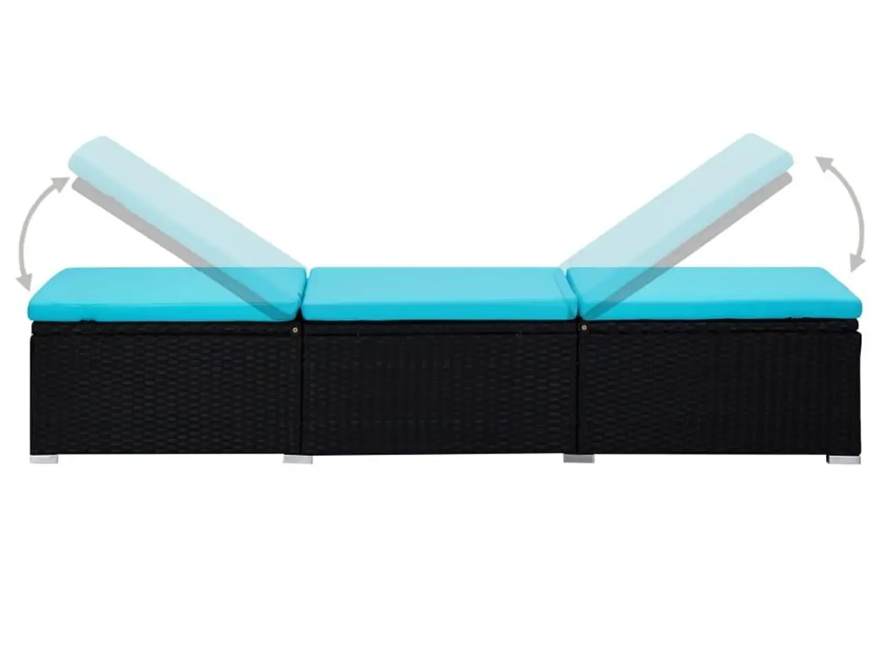 Billede 5 - Liggestole med tebord 3 dele polyrattan sort