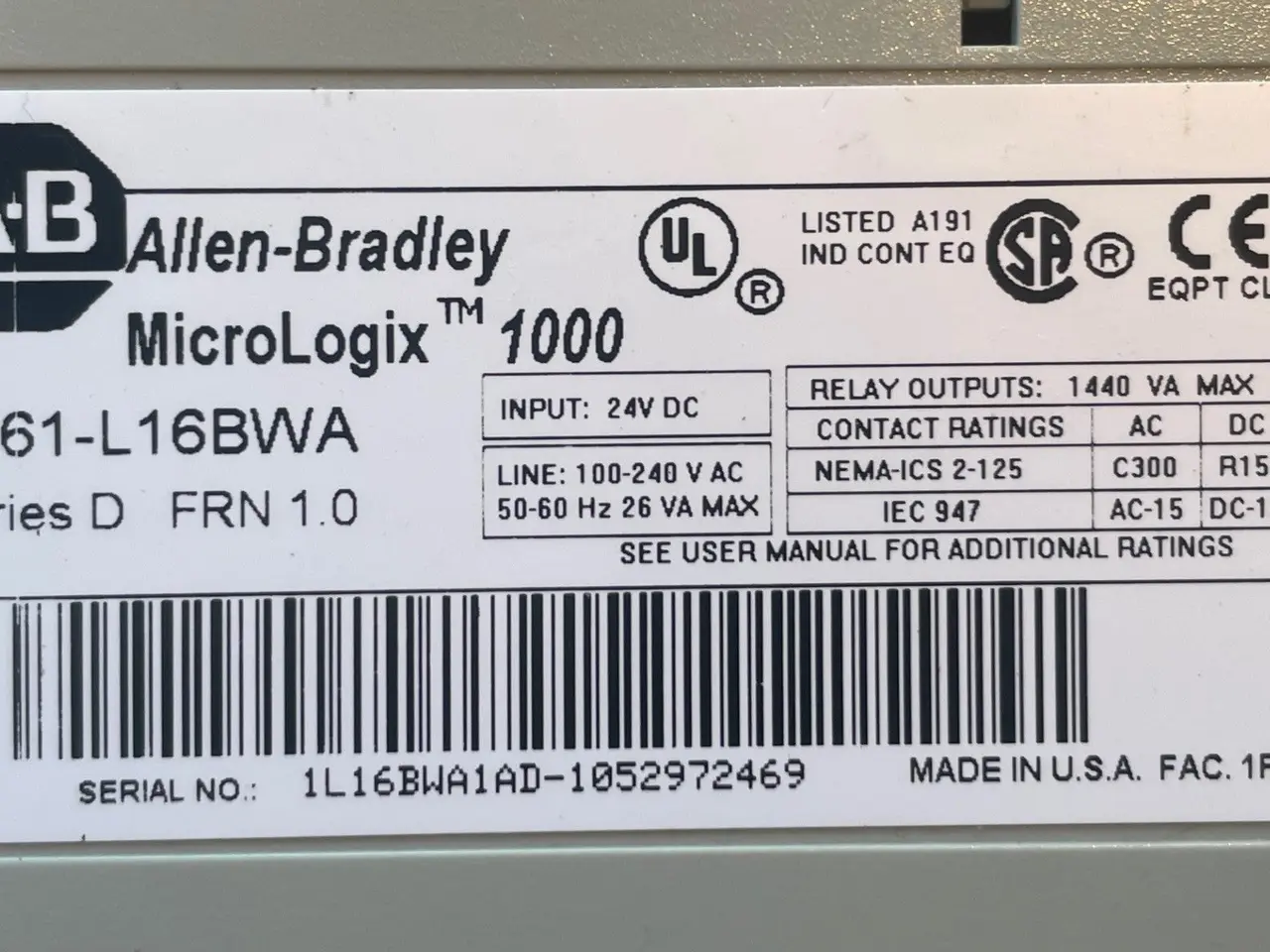 Billede 3 - Allen-Bradley MicroLogix 1000 1761-L16BWA PLC – D