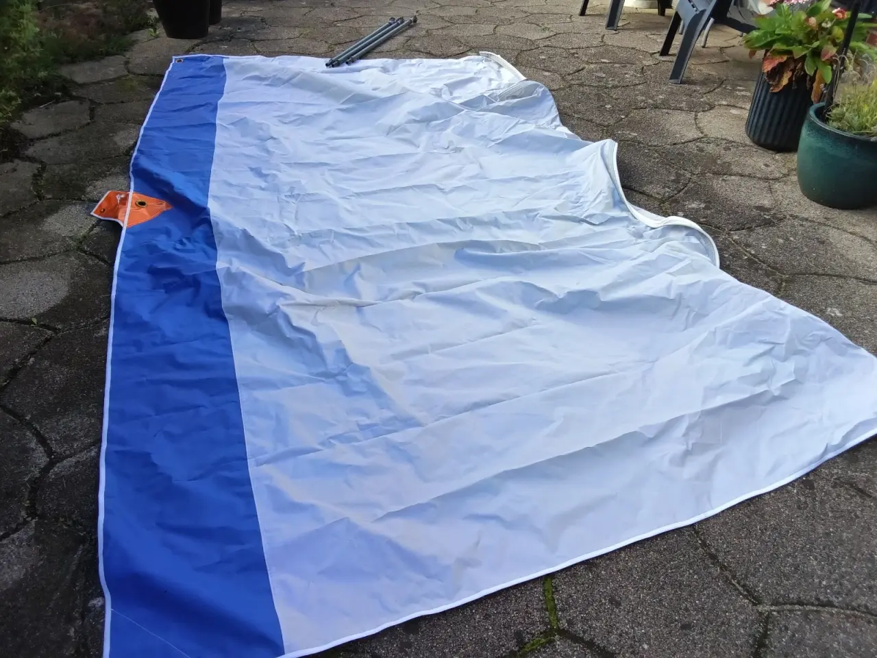 Billede 1 - Isabella solsejl til campingvogn, blå/hvid
