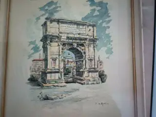 Flot Tryk af Port i Rom Er Signeret 24x26 Ramme fr