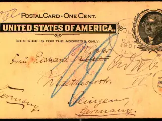 Efterporto - Postkort fra U.S.A.    18 - 7 - 1901 - Efterporto 10 Øre