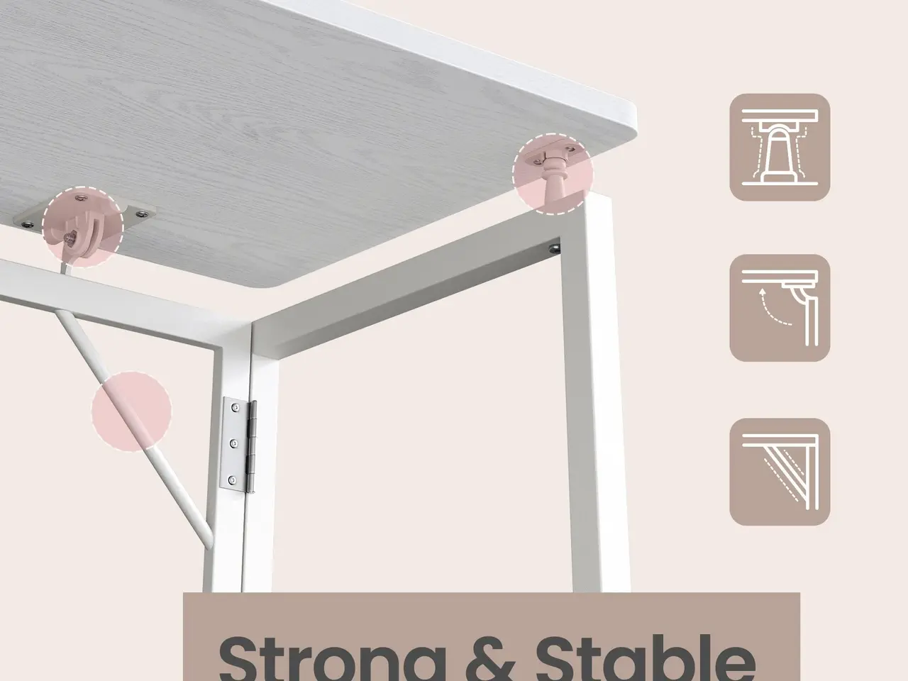 Billede 6 - Sammenklappeligt skrivebord - mat hvid, 80 x 40 cm