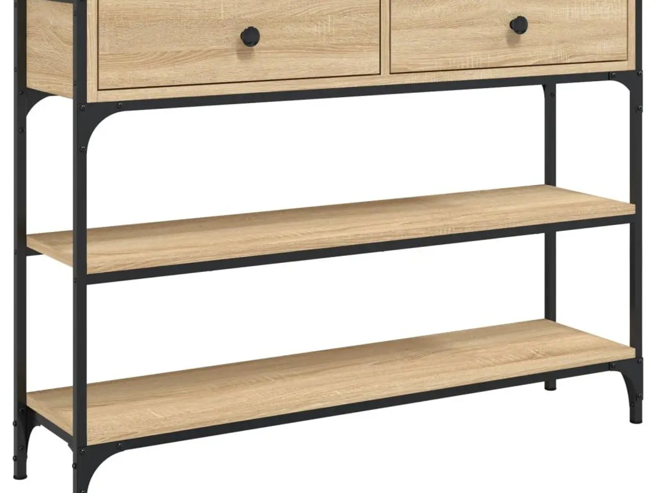 Billede 2 - Konsolbord 100x25x75 cm konstrueret træ sonoma-eg