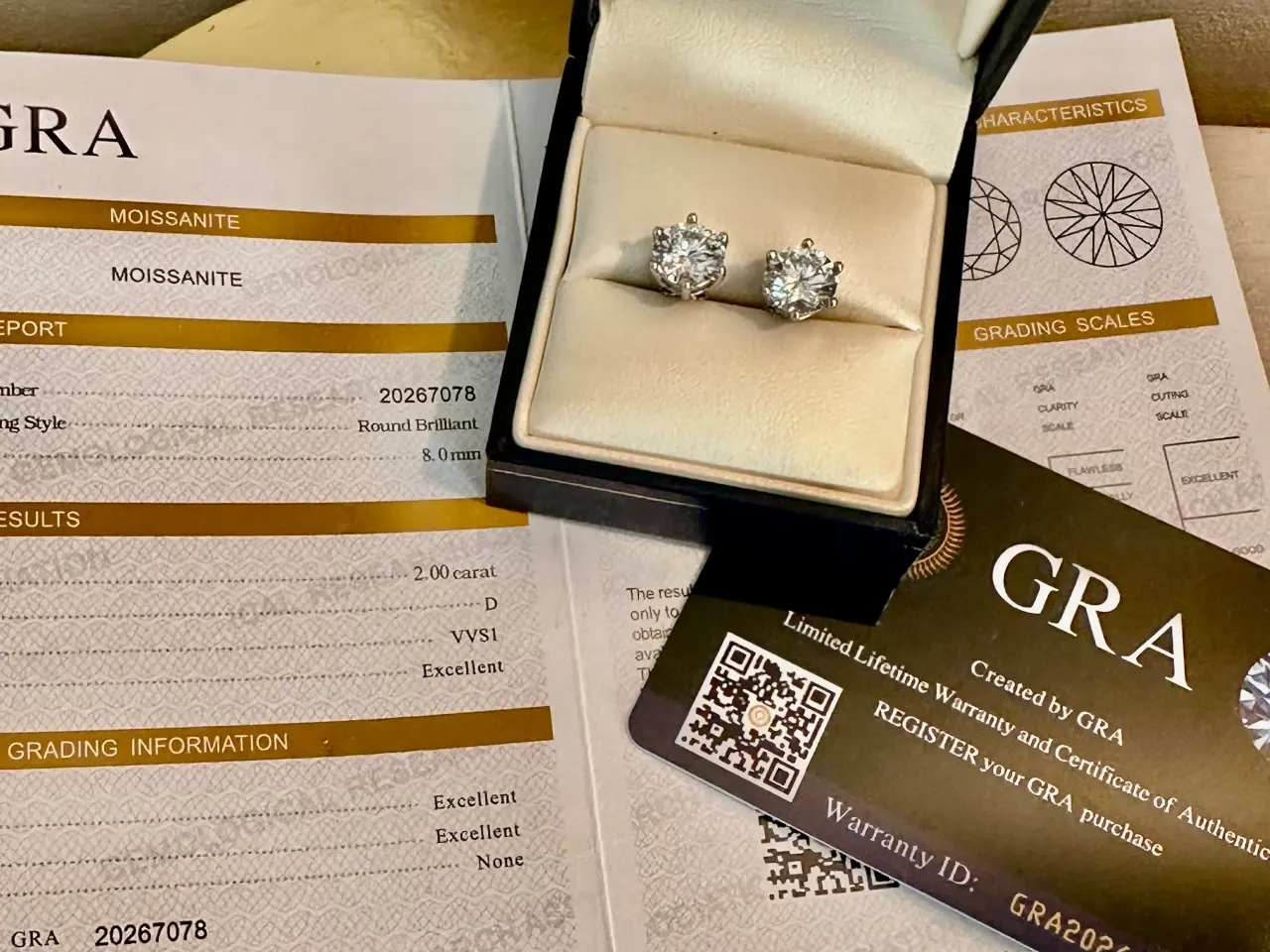 Billede 6 - Nye sølvørestikker med 1 eller 2 karat moissanite.