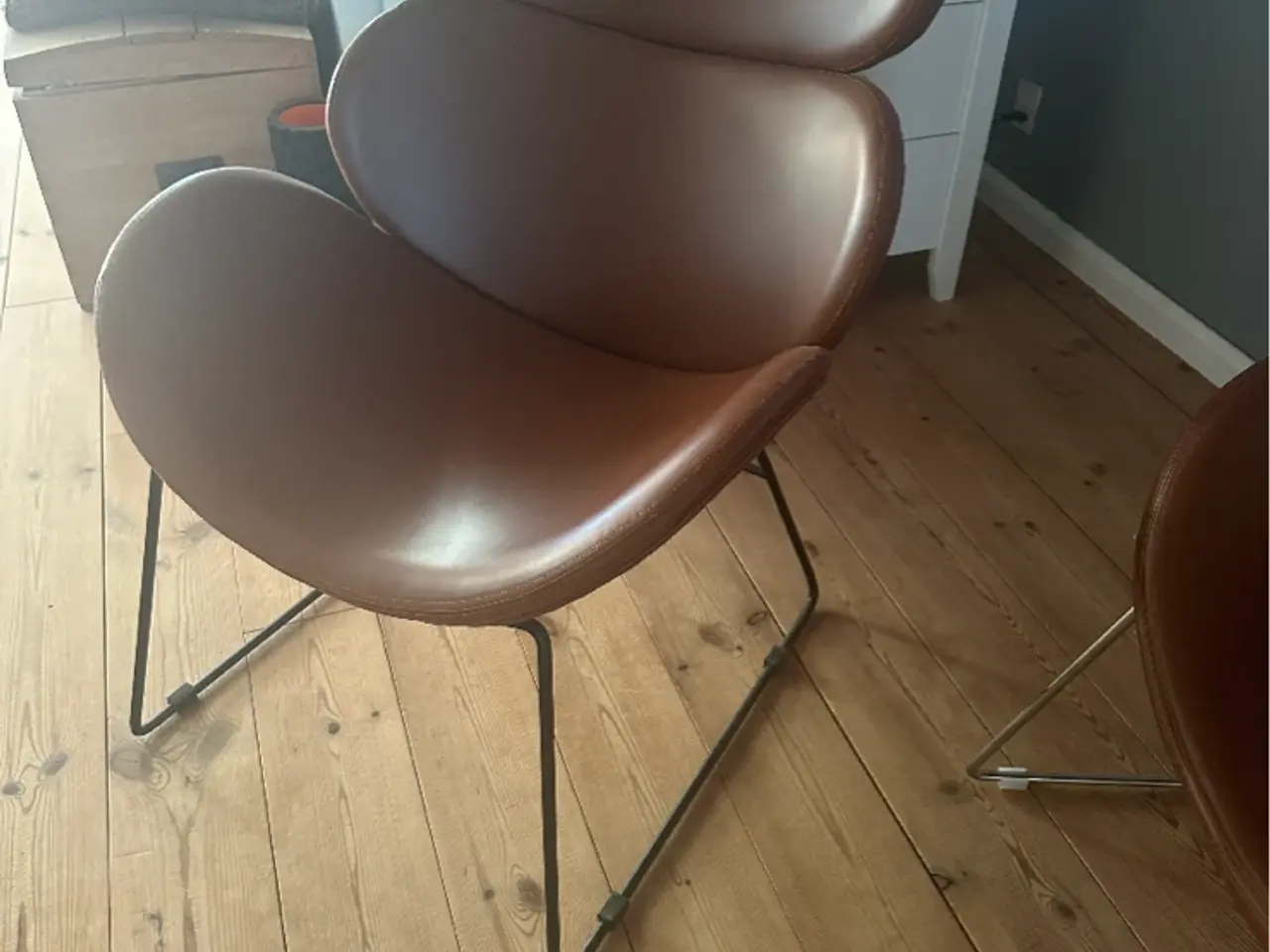 Billede 1 - Stol brun læder look