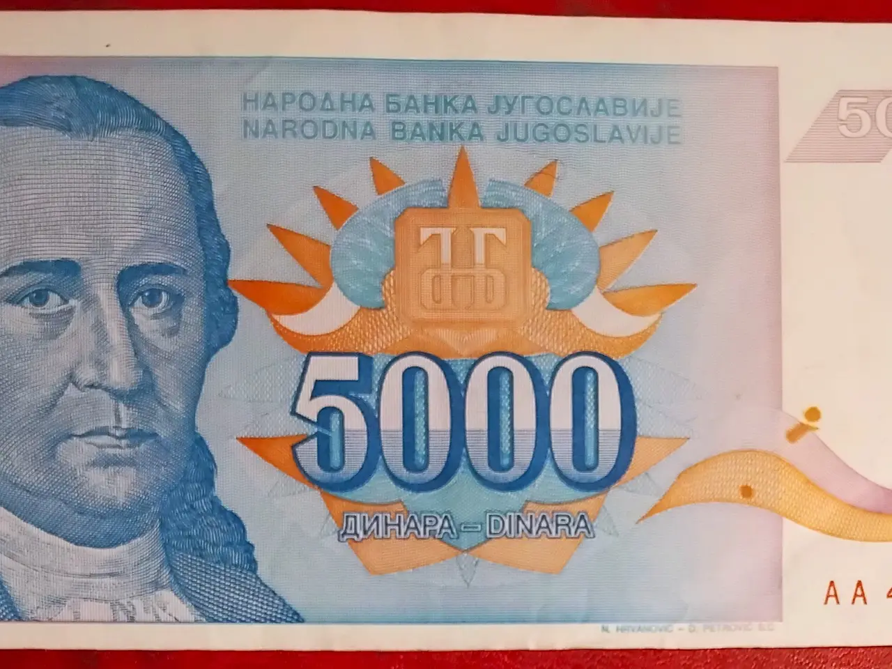Billede 2 - JUGOSLAVIEN YUGOSLAVIA 5000 DINARA 1994 Obradović