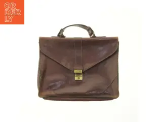 Vintage brun lædertaske (str. 39x32 cm)