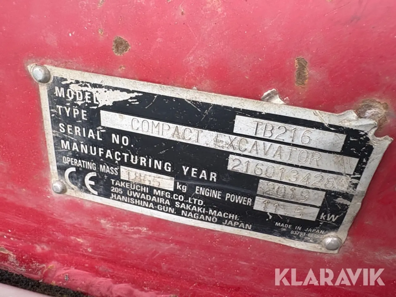 Billede 6 - Gravemaskine Takeuchi TB216 med kabine