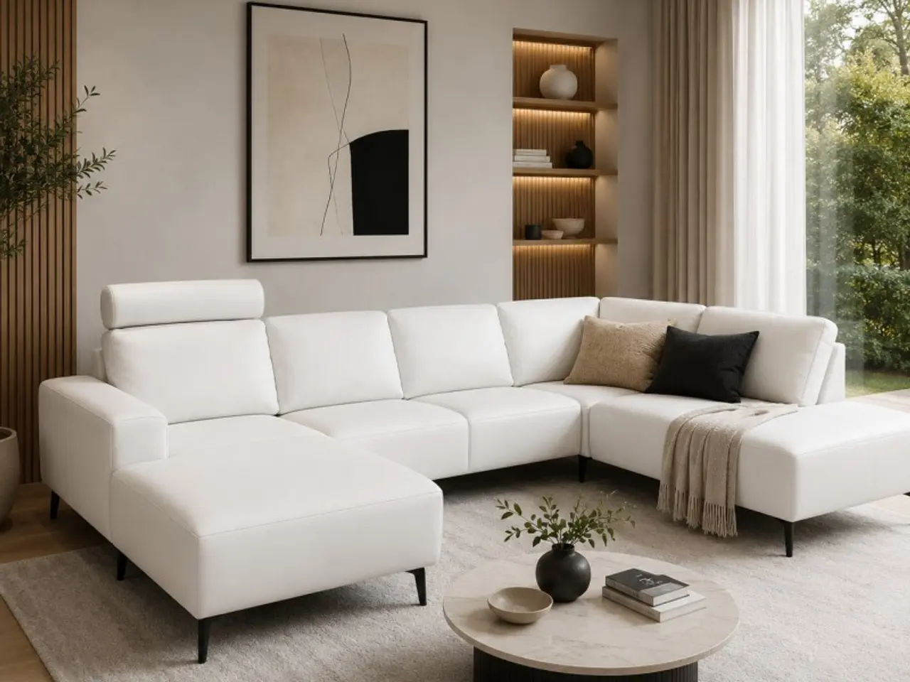 Billede 7 - Hjort Knudsen Copenhagen Hvid Læder U-sofa - Venstrevendt