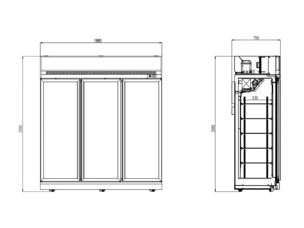 Billede 2 - Displayfryseskab med 3 glasdøre – 1600 L – sort