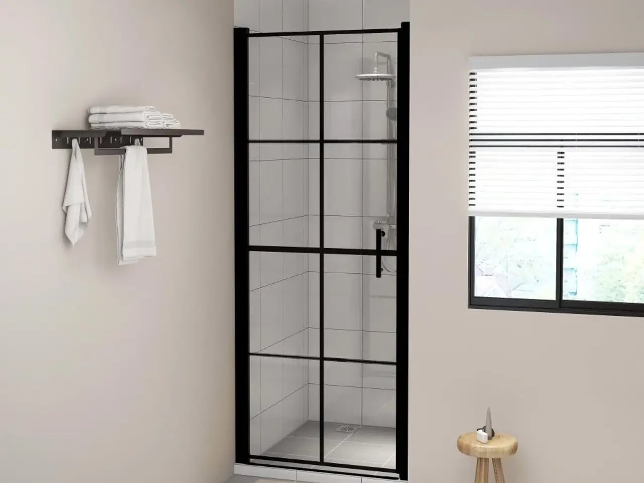 Billede 1 - Brusedør i hærdet glas 88-91 x 195 cm - sort