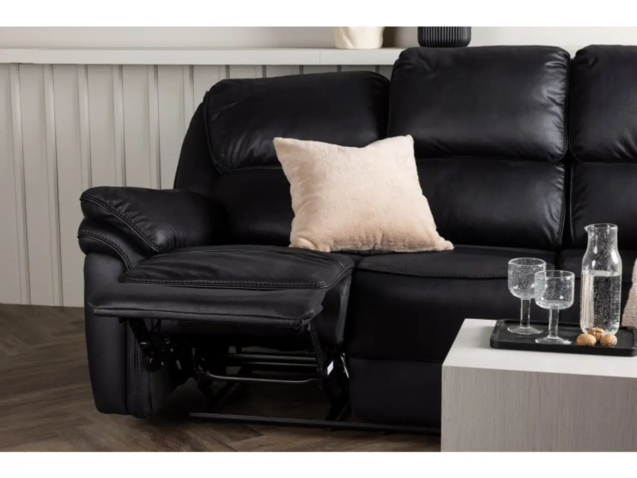 Billede 14 - Christopher 3 pers Recliner Sofa  - Sort Ruskindsblød mikrofiber