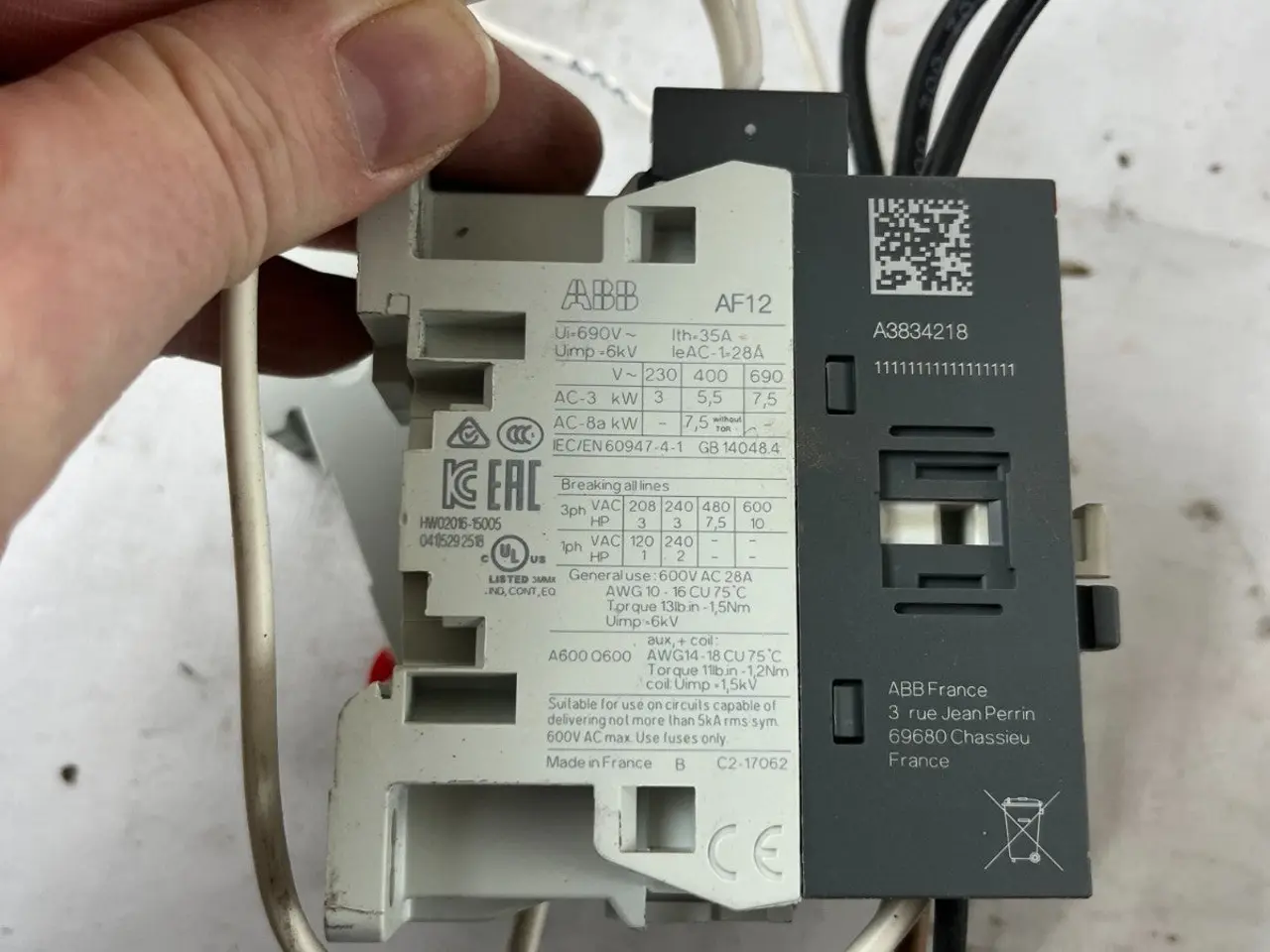 Billede 10 - ABB AF12-30-01-14 kontaktor 12A 3P 250–500V AC/DC
