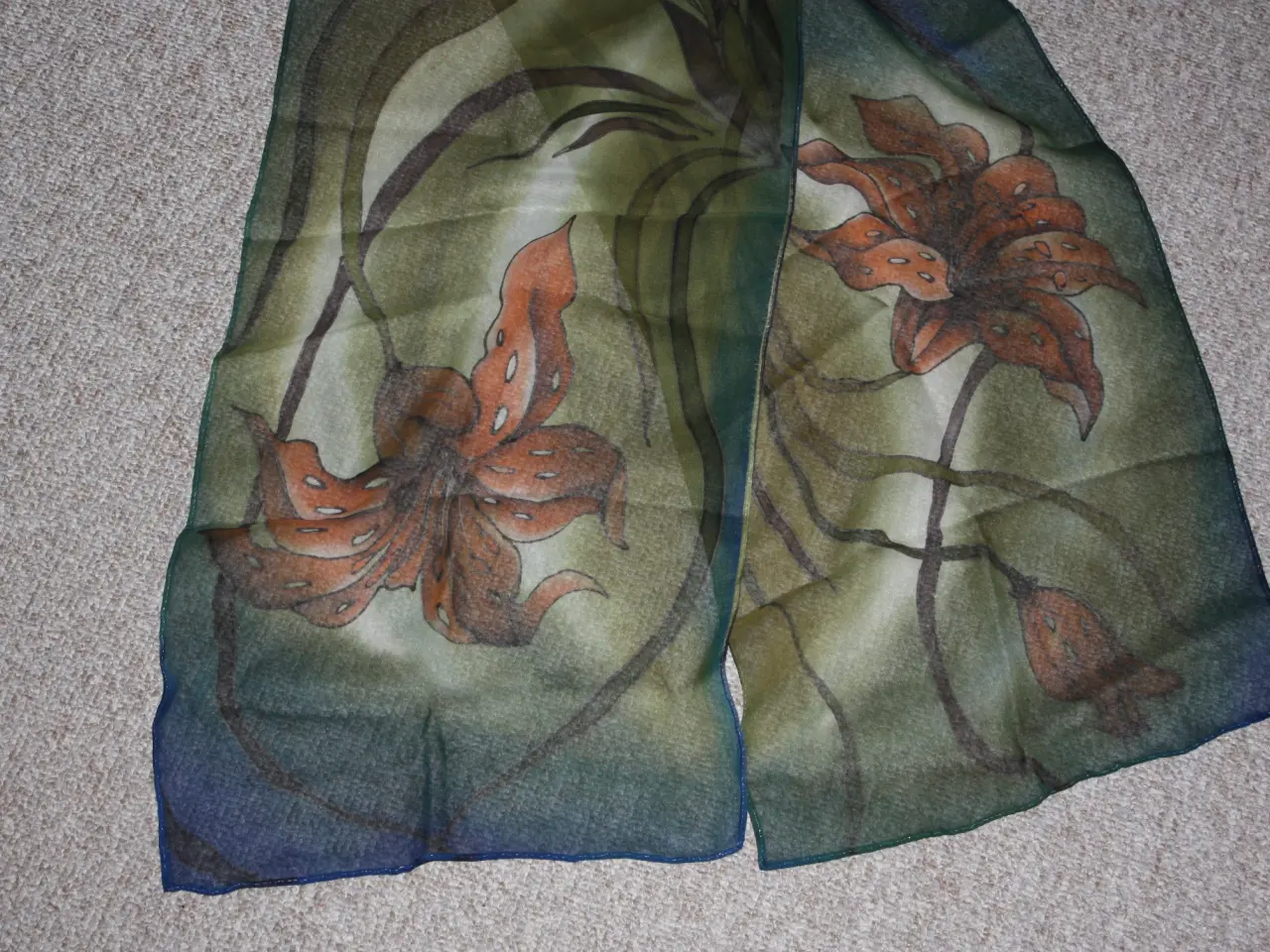 Billede 3 - Tørklæde håndmalet 173 cm x 32 cm