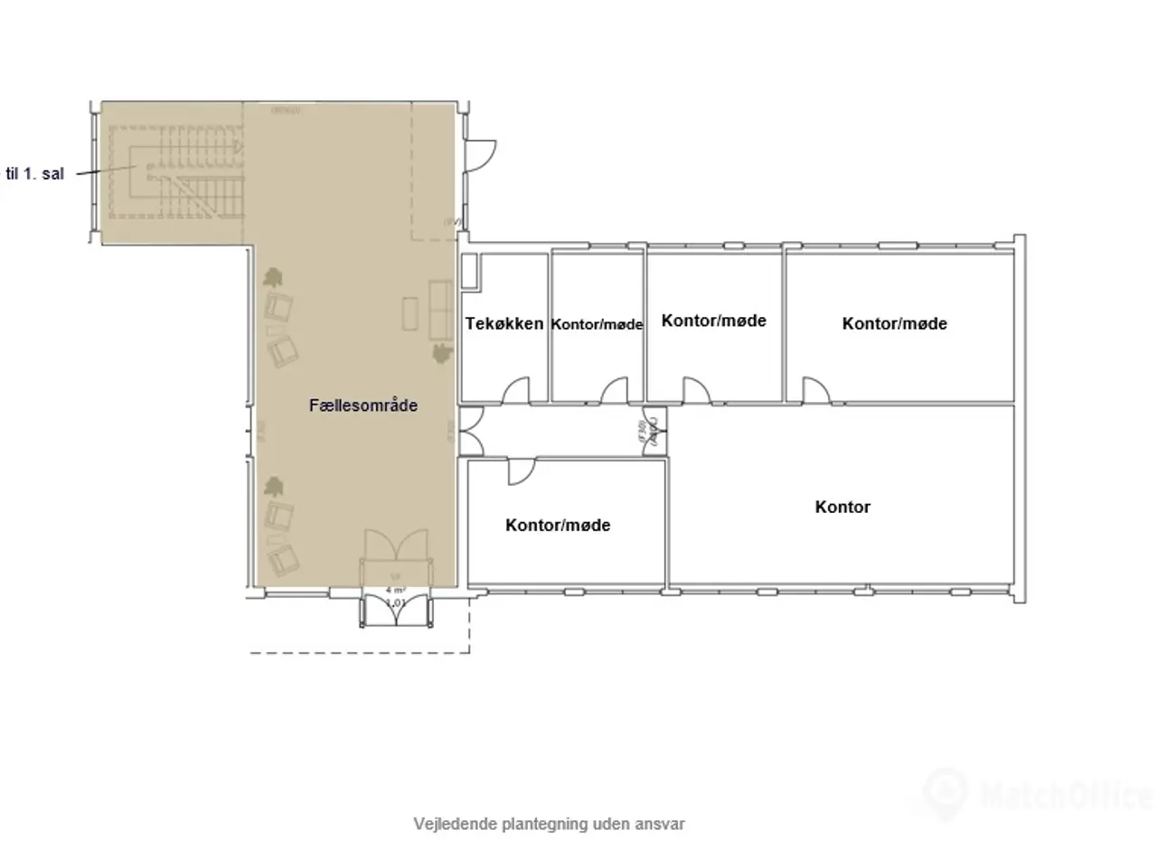 Billede 8 - Eksponeret facadekontor i flerbrugerhus med kantine