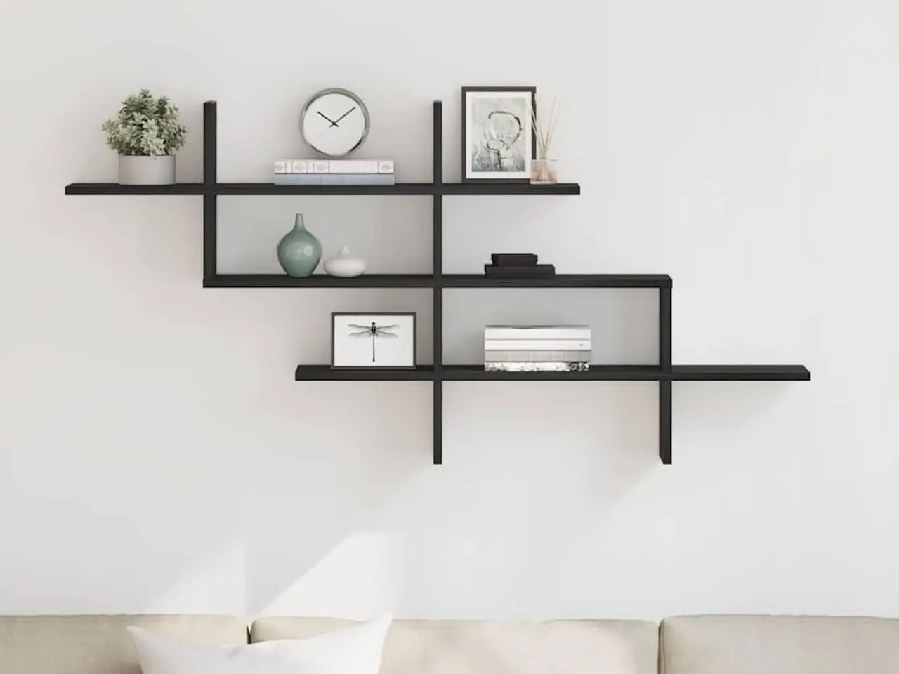 Billede 3 - Væghylde 124,5x18x60,5 cm konstrueret træ sort egetræsfarve