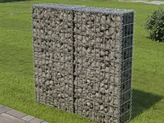 Gabionvæg med dæksler galvaniseret stål 100 x 20 x 100 cm